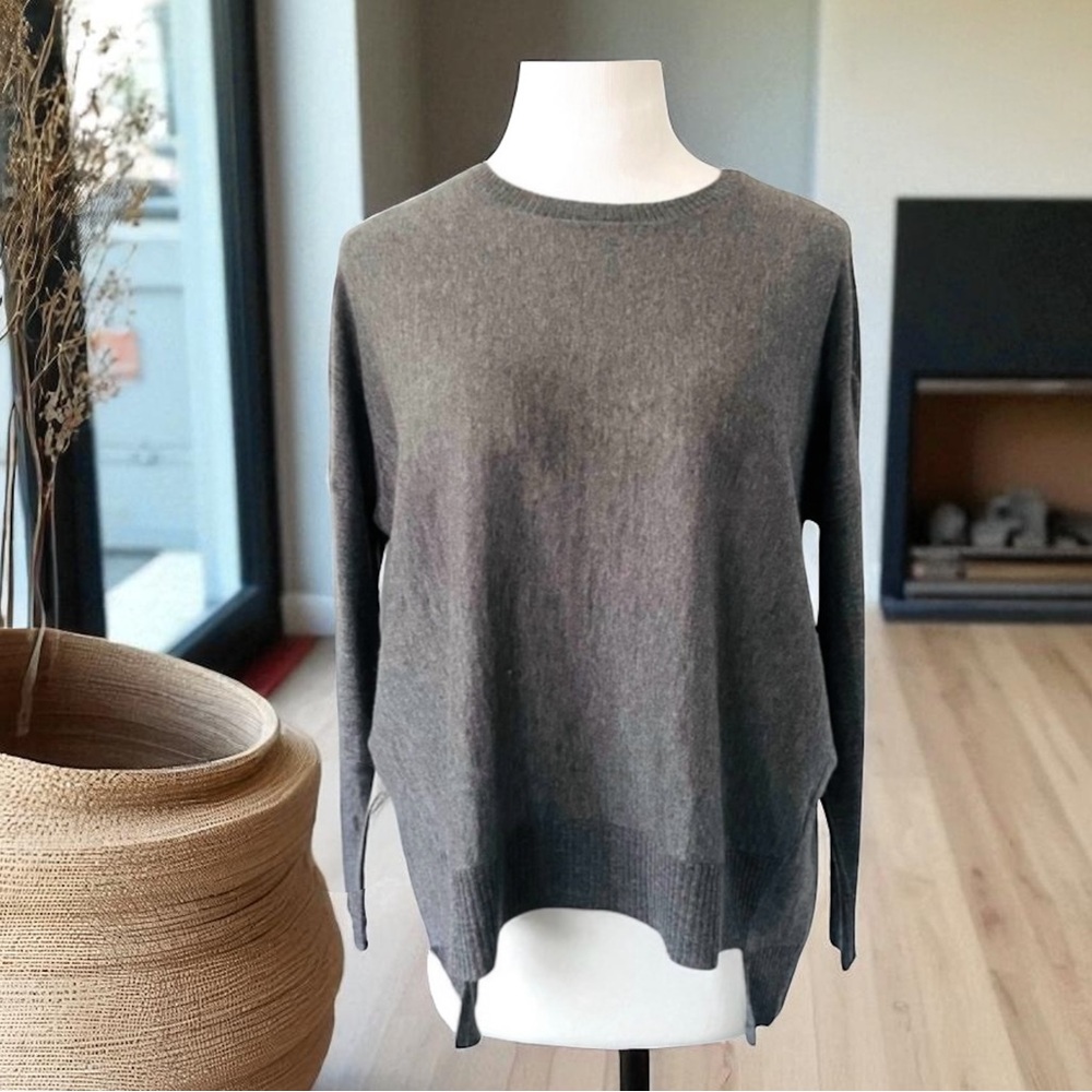 EILEEN FISHER ALPACA WOOL BLEND OVERSIZED BOXED TOP GREY SWEATER SIZE XS